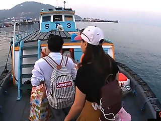 Outdoor blowjob and sex in public with his amateur Asian teen girlfriend
